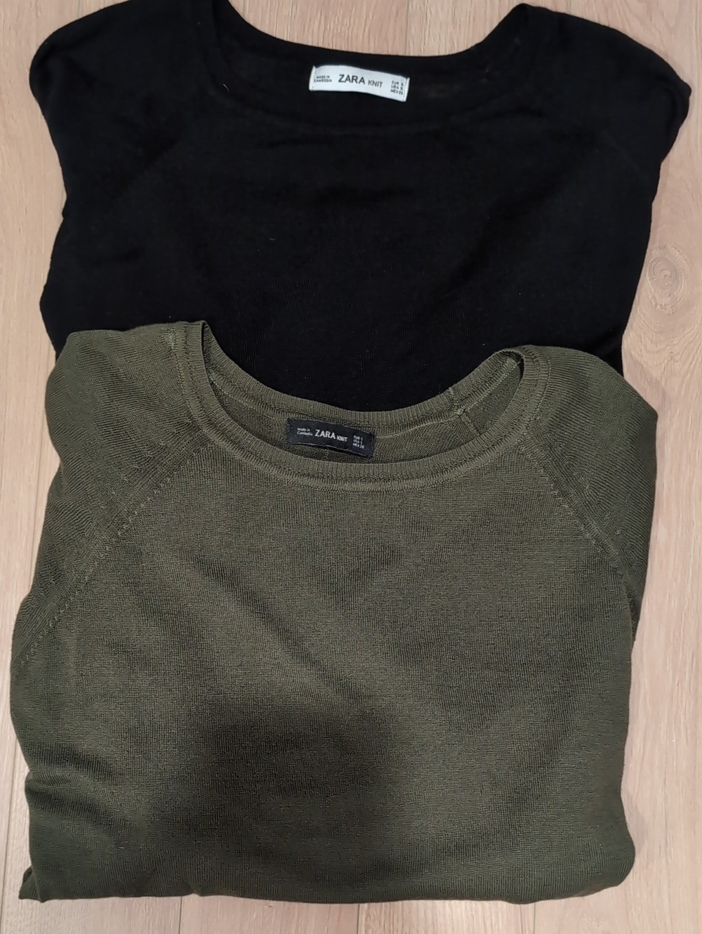 Zara Bundle 2 Fine Knit Sweaters Olive And Black
